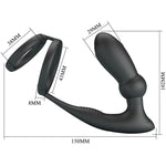 Pretty Love - Anel Penis Emoni +Plug Anal 12 Vibrações Preto
