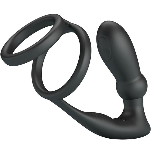 Pretty Love - Anel Penis Emoni +Plug Anal 12 Vibrações Preto