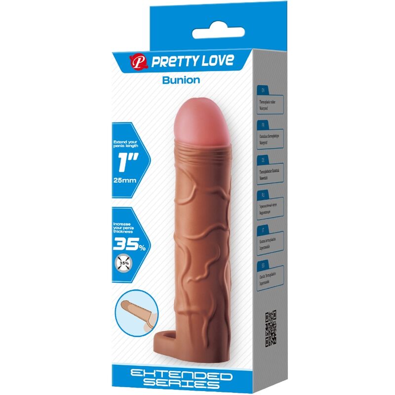 Pretty Love - Manga para pene con bulto y extensión de 2,5 cm, Mulato