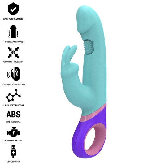 Intenso Mónica Vibrador de Conejo con Estimulador de Punto G Giratorio Azul