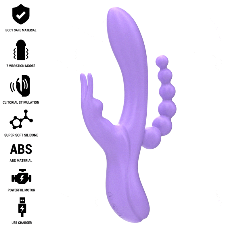 Intenso Miko Triple Vibrador Conejo & Estimulador & Anal 7 Vibraciones Morado