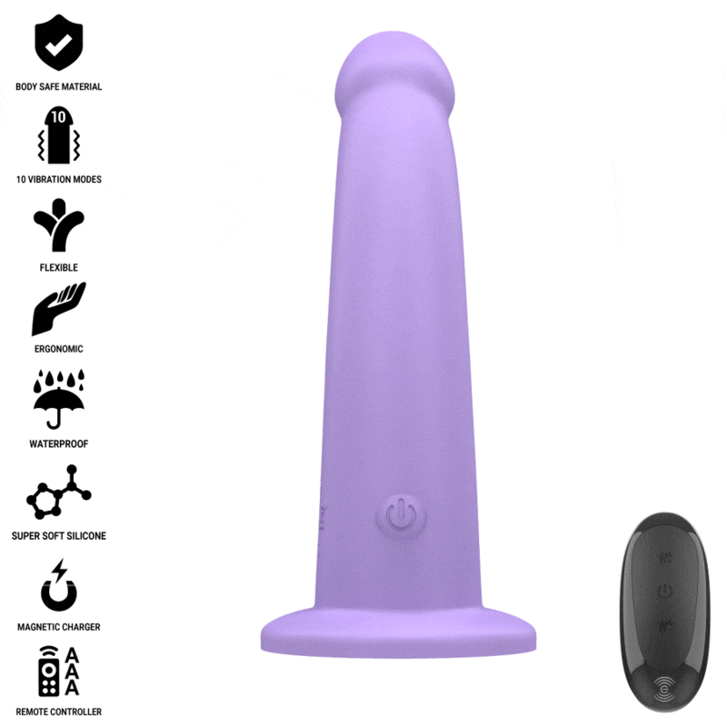 Intenso vibrador Eddie 17,5 cm, 10 vibraciones, morado, control remoto