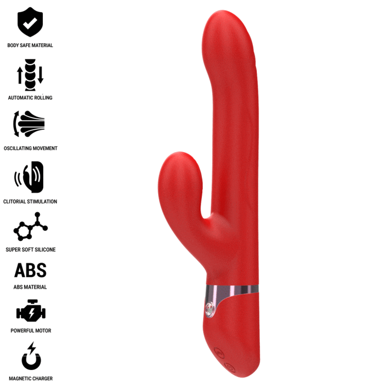 Vibrador multifuncional Intense Lele rotatorio y oscilante con estimulación rojo