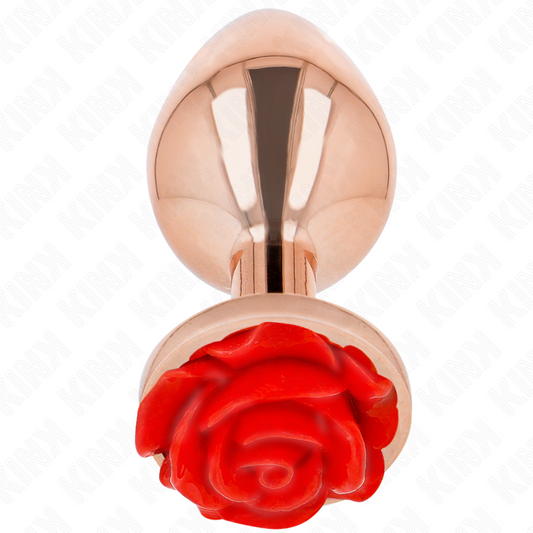 Kink -Plug Anal Rosa Ouro Com Rosa Vermelha L