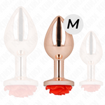 Kink -Plug Anal de Ouro Rosa Com Rosa Vermelha M