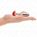 Kink -Plug Anal de Ouro Rosa Com Rosa Vermelha M