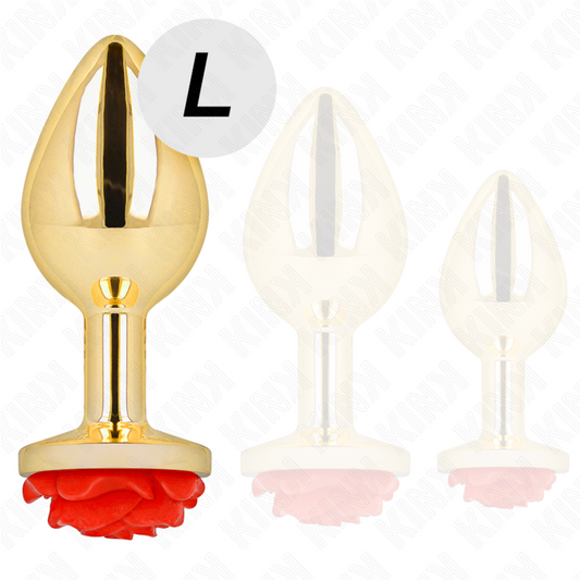 Kink -Plug Anal Ouro Rosa Vermelho Tamanho L