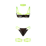 Subblime - 955281 Conjunto de Sujetador con Collar y Detalles en las Piernas Verde Fluorescente L/XL