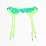 Subblime - 955311 Conjunto de sujetador de encaje con liguero verde y azul S/M