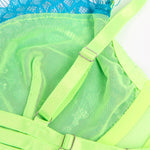 Subblime - 955311 Conjunto de sujetador de encaje con liguero verde y azul S/M