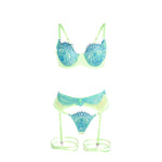 Subblime - 955328 Conjunto de Sutiã Com Renda e Linhas de Liga Verde e Azul L/XL