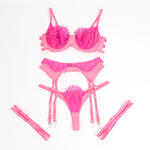 Subblime - 955359 Conjunto de Sutiã Com Renda e Ligas Rosa e Roxo S/M