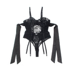 Subblime - 955496 Body de Renda Com Laços e Ligas Preto S/M