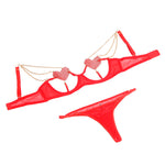 Subblime - 955526 Conjunto de Sutiã Com Correntes e Malha Coração Vermelho L/XL