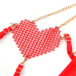 Subblime - 955526 Conjunto de Sutiã Com Correntes e Malha Coração Vermelho L/XL