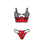 Subblime - 955533 Conjunto de Sutiã de Couro Vermelho Com Zíper de Malha S/M
