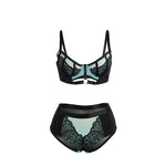 Subblime - 955557 Conjunto de Sutiã de Couro Verde Com Zíper de Malha S/M
