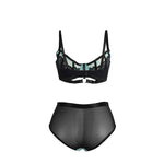 Subblime - 955564 Conjunto de Sujetador de Cuero Verde Con Cremallera de Malla L/XL