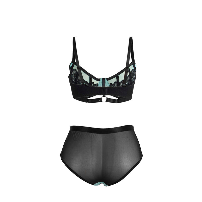 Subblime - 955564 Conjunto de Sujetador de Cuero Verde Con Cremallera de Malla L/XL
