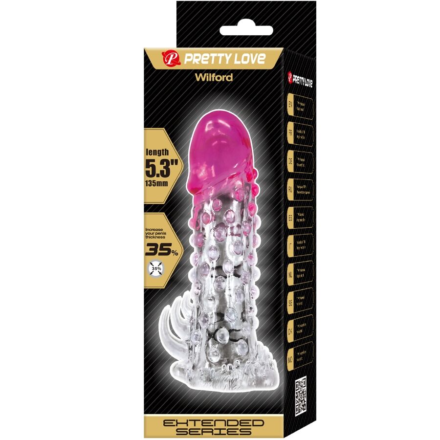 Pretty Love - Bainha de Ampliação Realista Wilford com Pênis em Relevo Rosa