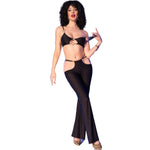 Chilirose - Cr 4851 Conjunto de Top y Legging Negro con Accesorios Dorados S