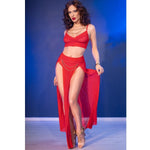 Chilirose - CR 4850 Conjunto Top y Legging Rojo Con Accesorios Dorados S