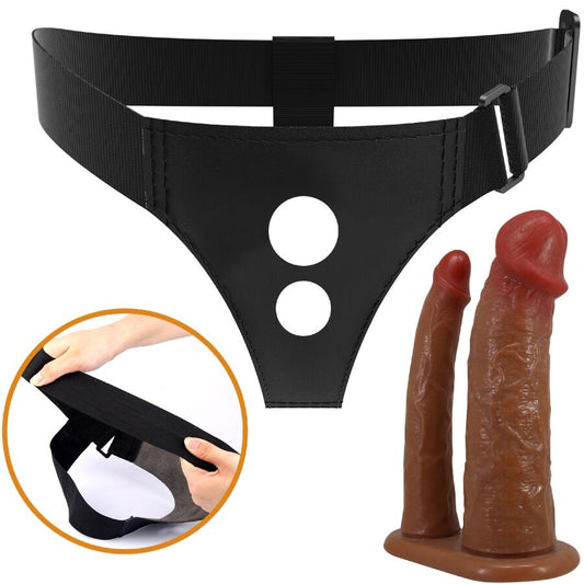 Pretty Love - Keaven Harness Briefs Duplo Dildo Universal e Confortável