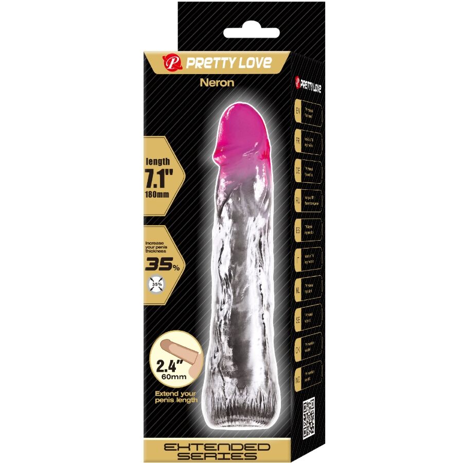 Pretty Love - Neron Realista 6 cm Funda de Alargamiento Para Pene Rosa