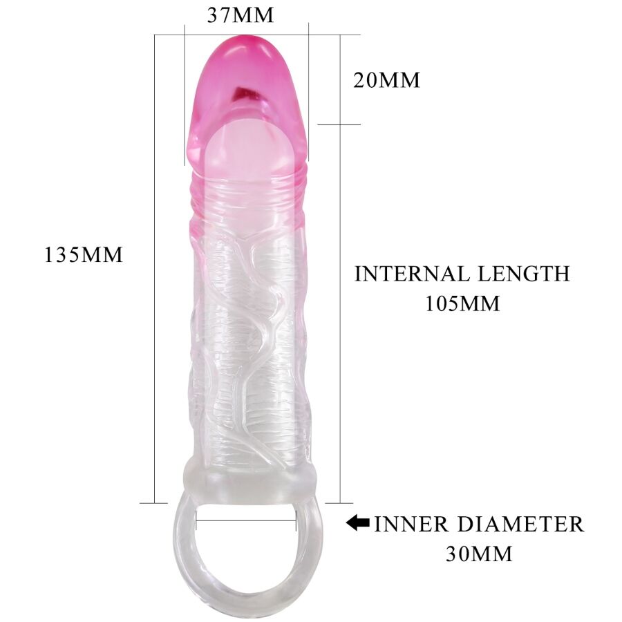 Pretty Love - Odes Realista 2 cm Bainha de Ampliação Para Pénis Rosa