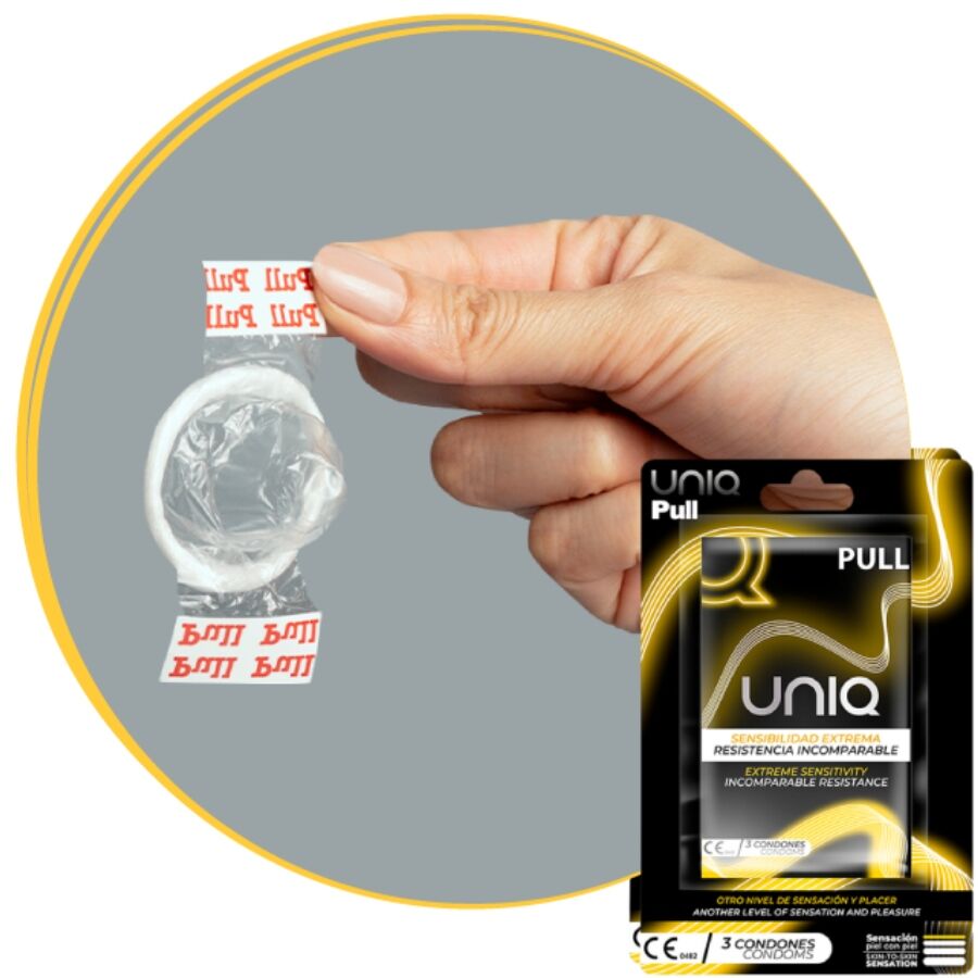 UNIQ - PRESERVATIVOS SEM LÁTEX COM TIRAS 3 UNIDADES