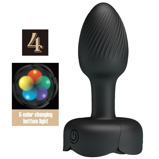 Pretty Love - OlmanPlug Anal Com Luz Led Preto 8,8 cm