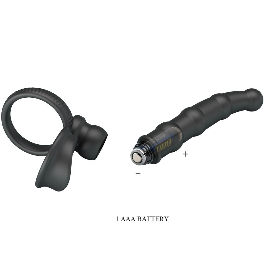 Pretty Love - Anillo Vibrador para Pene Tatum Con Plug 10 Vibraciones Negro