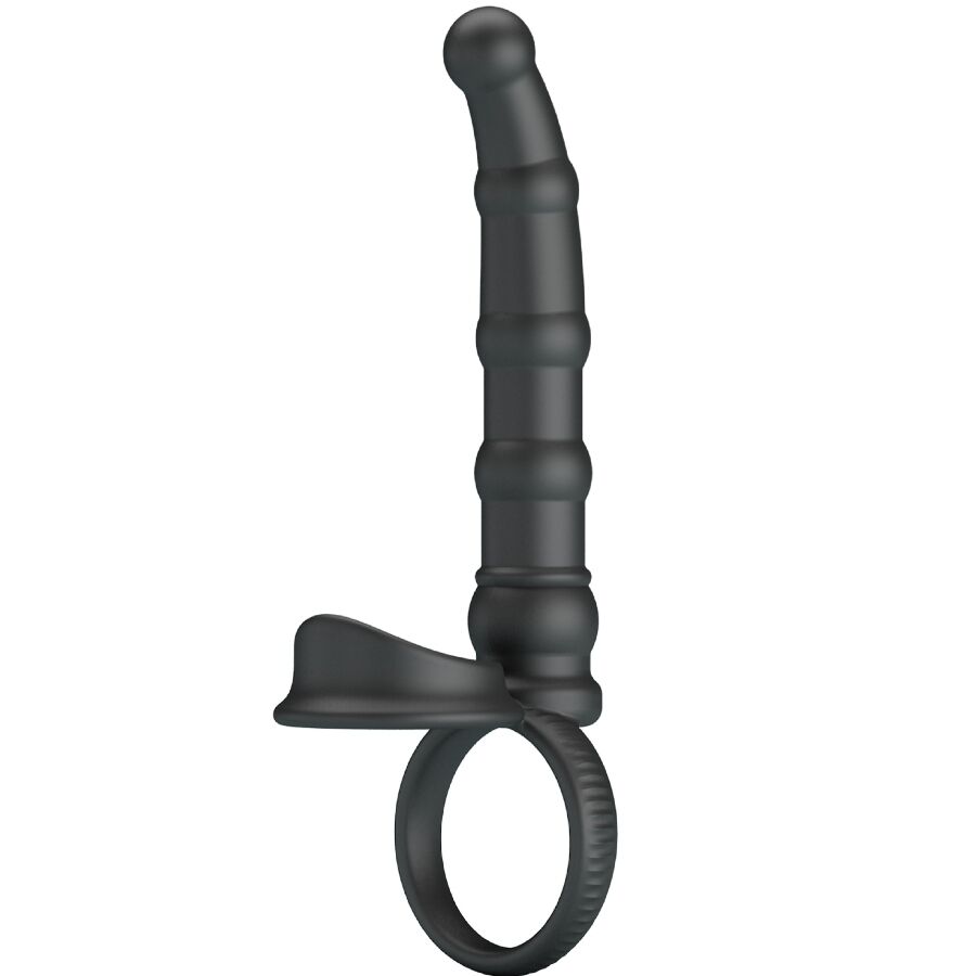 Pretty Love - Anillo Vibrador para Pene Tatum Con Plug 10 Vibraciones Negro