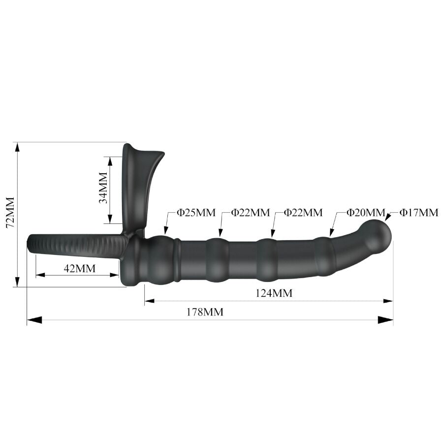 Pretty Love - Anillo Vibrador para Pene Tatum Con Plug 10 Vibraciones Negro