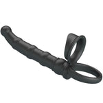 Pretty Love - Anillo Vibrador para Pene Tatum Con Plug 10 Vibraciones Negro