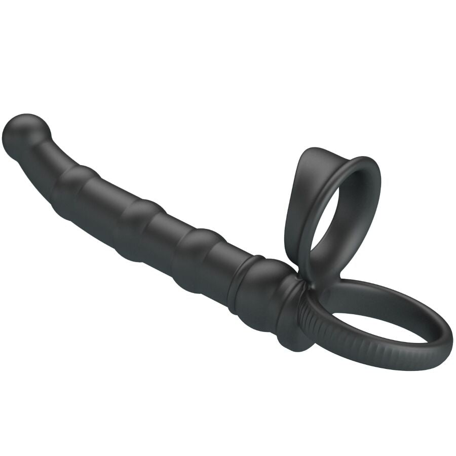 Pretty Love - Anillo Vibrador para Pene Tatum Con Plug 10 Vibraciones Negro