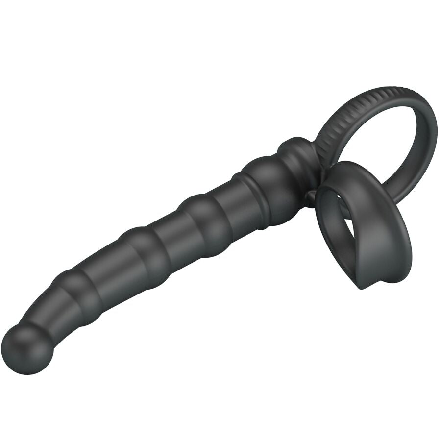 Pretty Love - Anillo Vibrador para Pene Tatum Con Plug 10 Vibraciones Negro