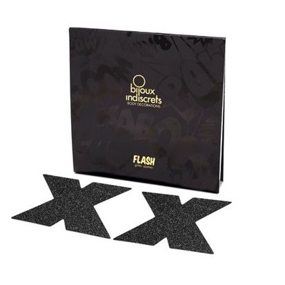 Bijoux - Indiscrets Nipple Caps Flash Cross Preto