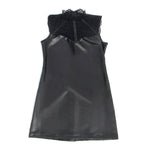 Subblime - 957544 Vestido de Cuero con Cuello de Encaje Negro S/M