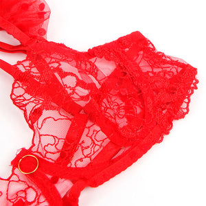 Subblime - 957506 Conjunto de Sutiã e Liga de Renda Vermelho S/M