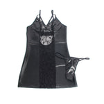 Subblime - 957520 Vestido de Couro Com Renda Floral Preto S/M