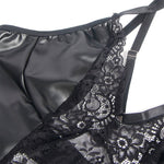 Subblime - 957520 Vestido de Couro Com Renda Floral Preto S/M