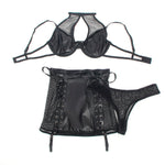 Subblime - 957599 Conjunto de Sutiã e Saia de Couro Preto L/XL