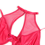 Subblime - 957612 Conjunto de sujetador y falda de cuero rojo L/XL