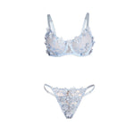 Subblime - 957629 Conjunto de Sutiã e cuecas Bordados Com Flores Azul Celeste S/M