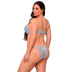Subblime - 957636 Conjunto de sujetador y bragas bordados con flores azul cielo L/XL