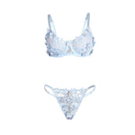 Subblime - 957636 Conjunto de sujetador y bragas bordados con flores azul cielo L/XL