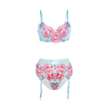 Subblime - 957650 Conjunto de Sutiã e Cinto-Liga Com Bordado de Flores Rosa L/XL