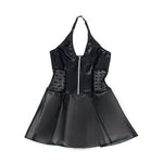 Subblime - 957711 Vestido de Couro com Zíper de Renda Preto L/XL