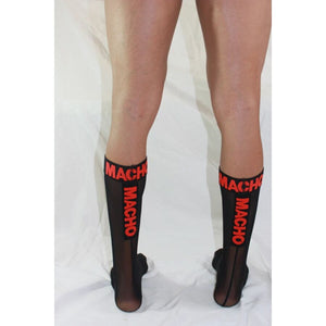 Macho - Meias Finas Tamanho Único Preto/Vermelho